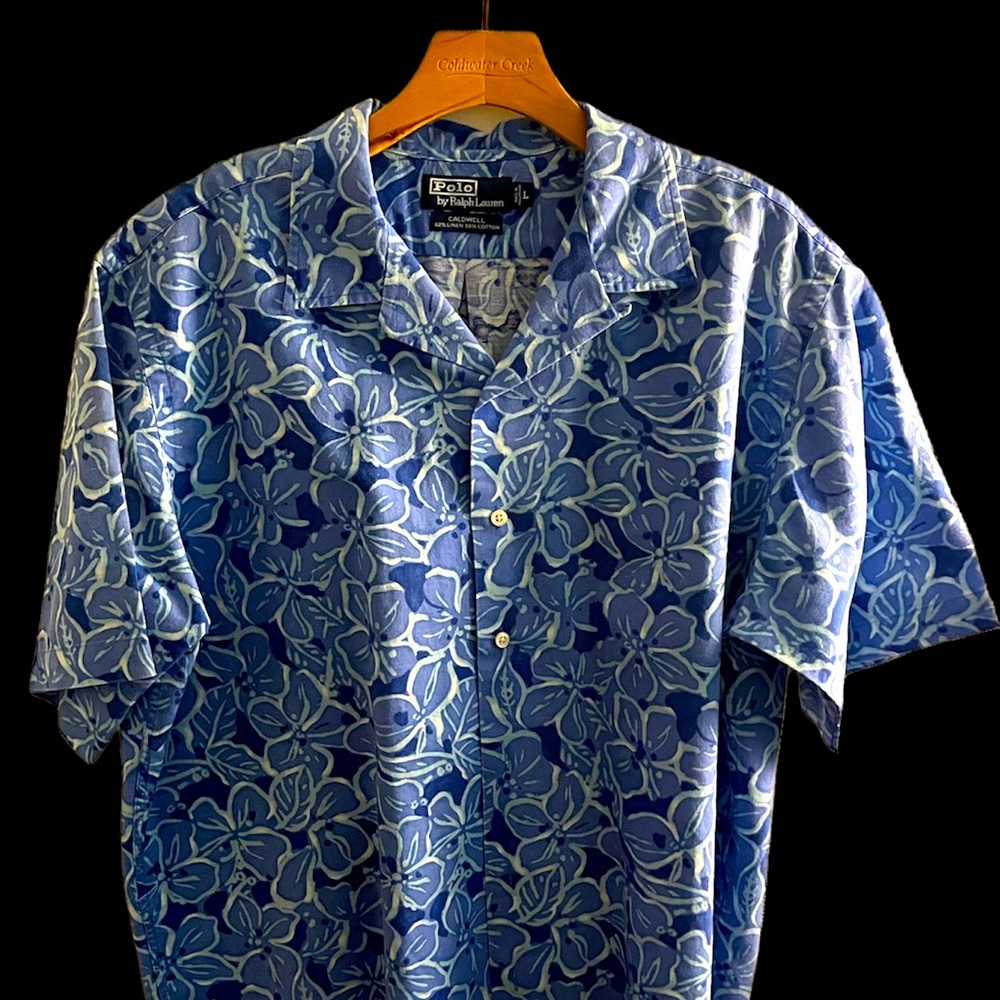 Vintage Polo Ralph Lauren Caldwell Summer Hawaiian Shirt- Silk/Cotton Mix Size L